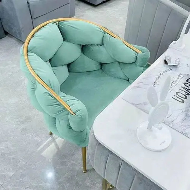 Nordic Elegance: Modern White Linen Dining Chair – Vintage Light Luxury Design